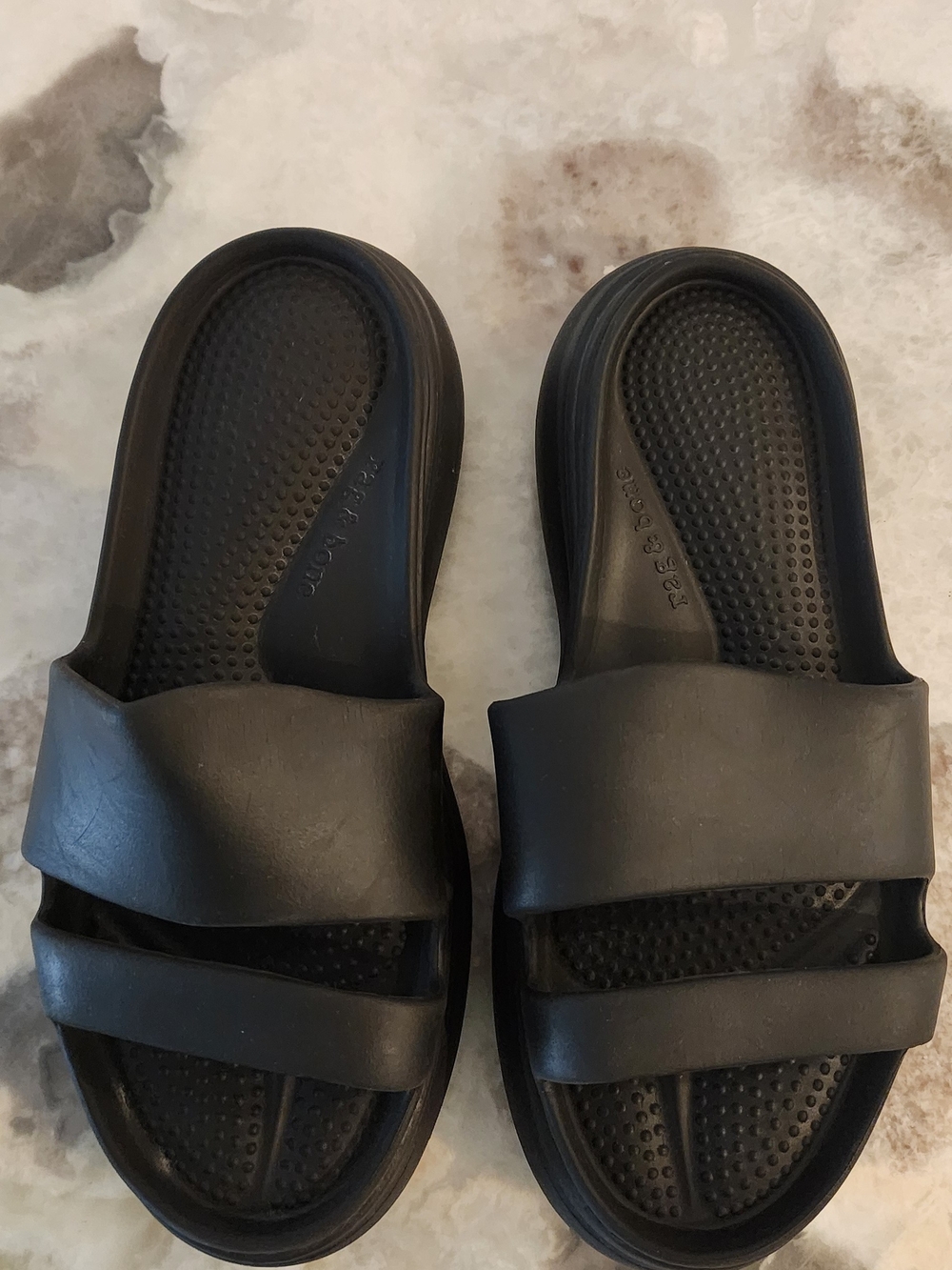 rag & bone Black Double-Strap Slide Sandals